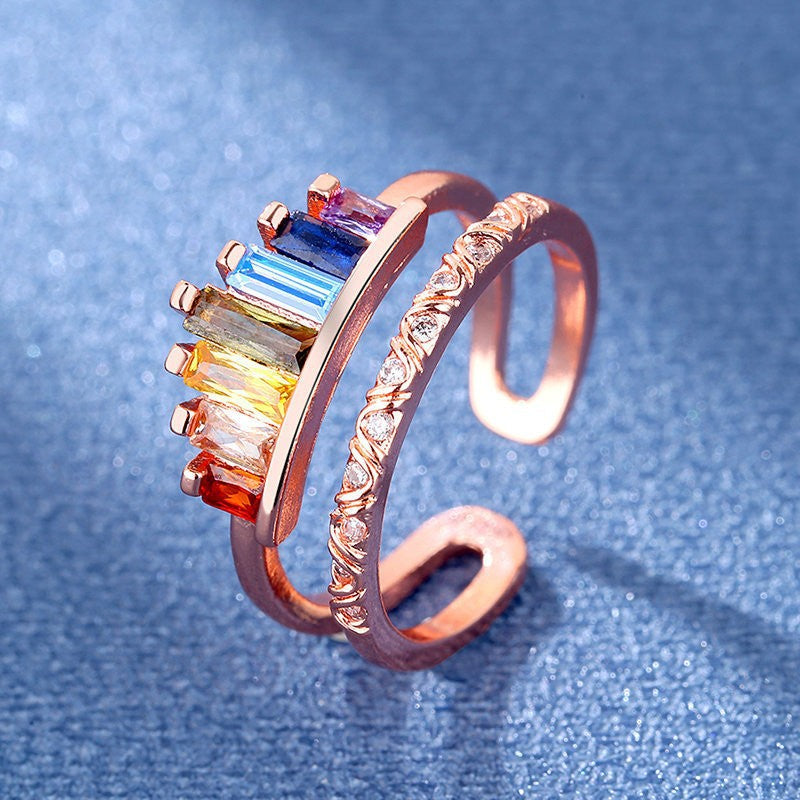 No.JR20 Rainbow Crown Ring 1pc/set