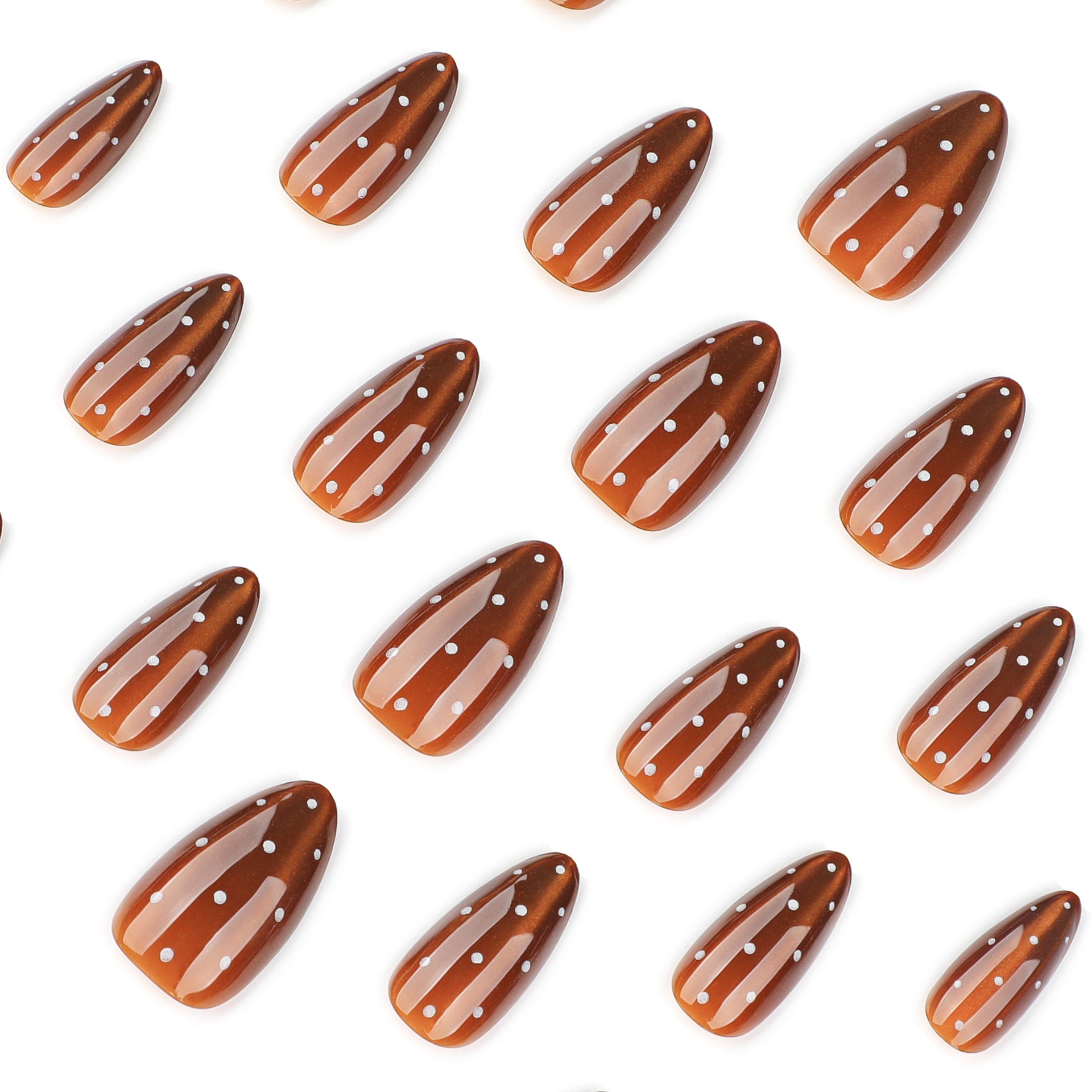 No.F862 Brown Cat's Eye Fingernails Patch 24pcs/Set