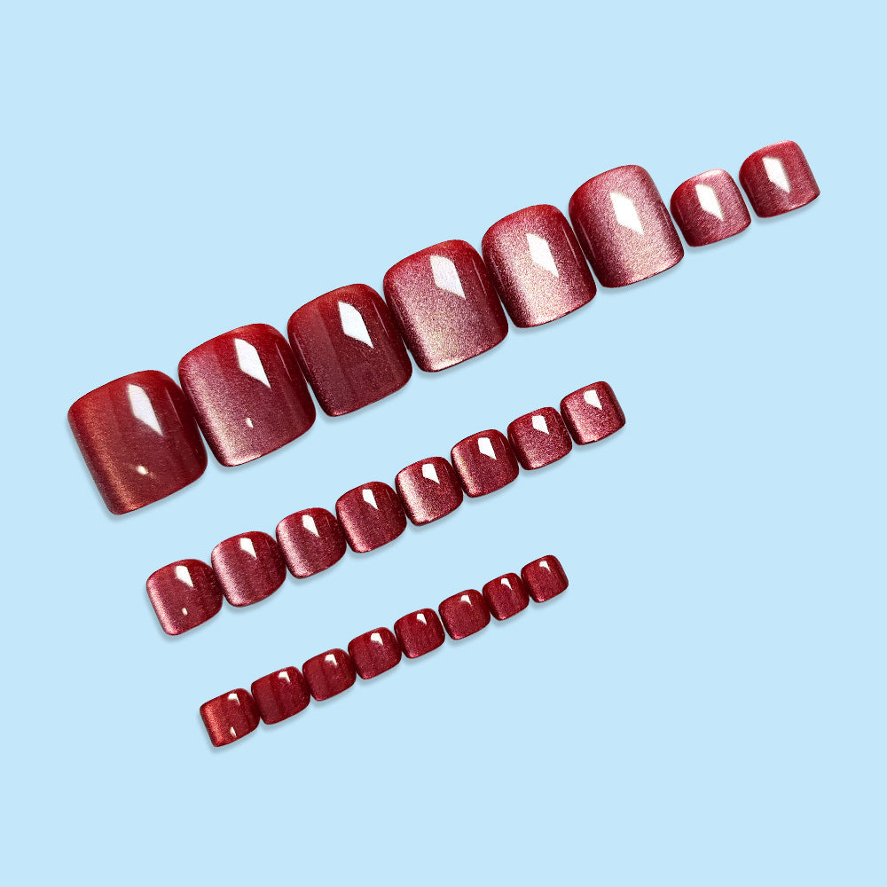 No.507 Red Cat's Eye Toenails Patch 24pcs/Set