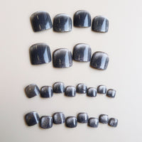 No.53 Dark Grey Glitter Toenail 24pcs/Set