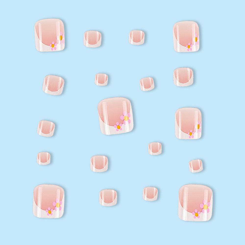 No.382 Pink Flowers Toenails Patch 24pcs/Set