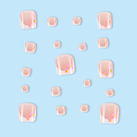 No.382 Pink Flowers Toenails Patch 24pcs/Set