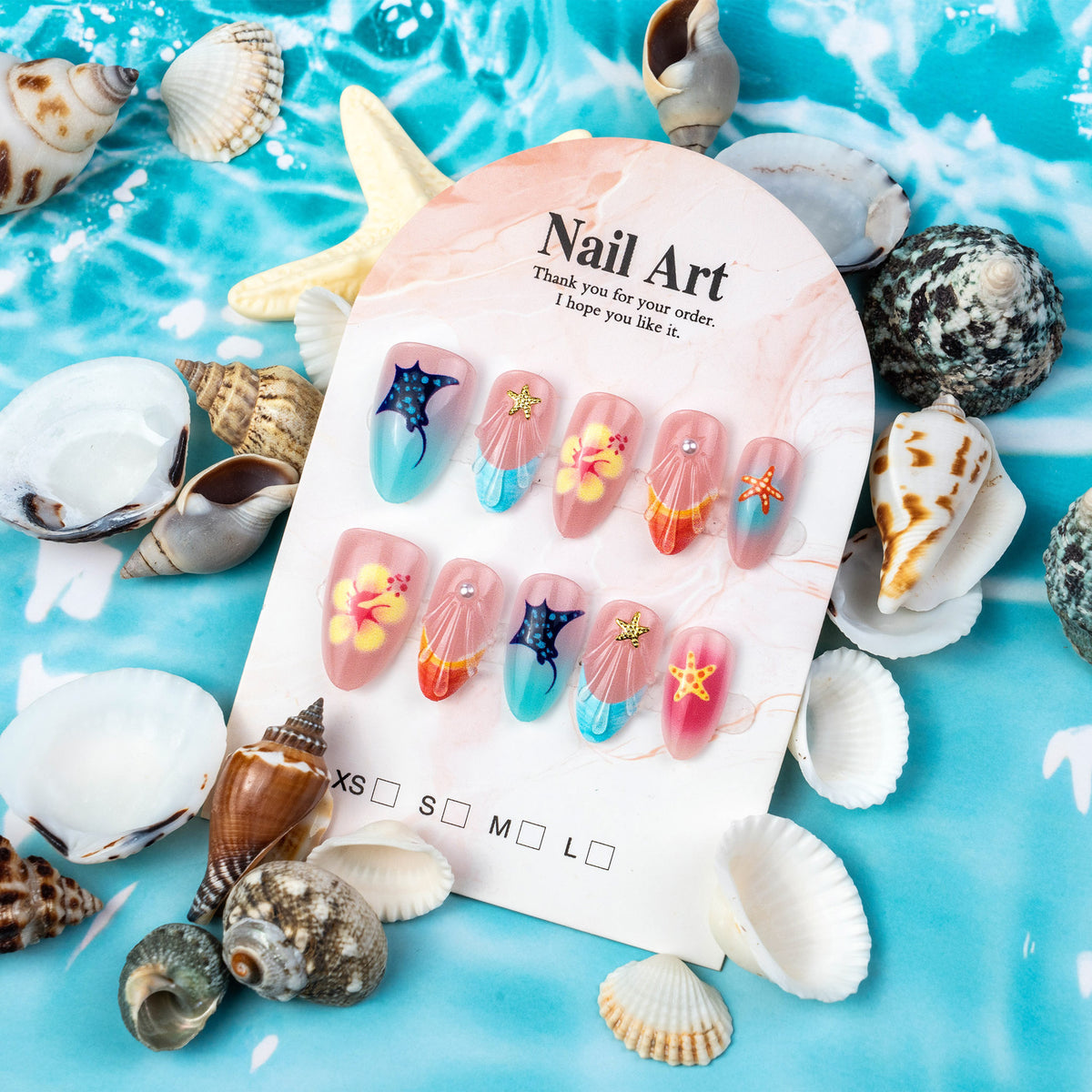 No.BH61 Beach Print Fingernails Patch 24pcs/Set