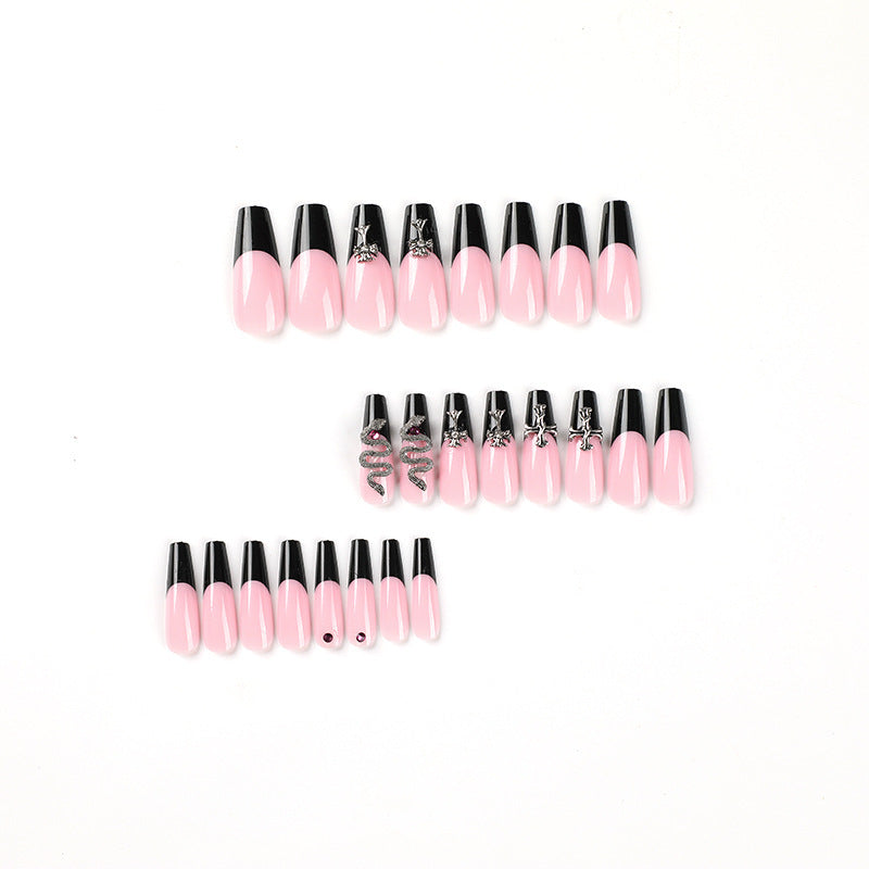 No.F352 Cross Snake Rhinestone Fingernails Patch 24pcs/Set