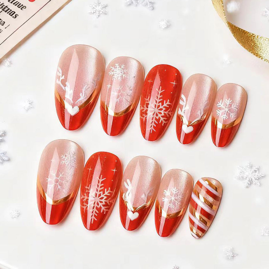 No.CM120 Christmas Painted Snowflakes Fingernails Patch 24pcs/Set