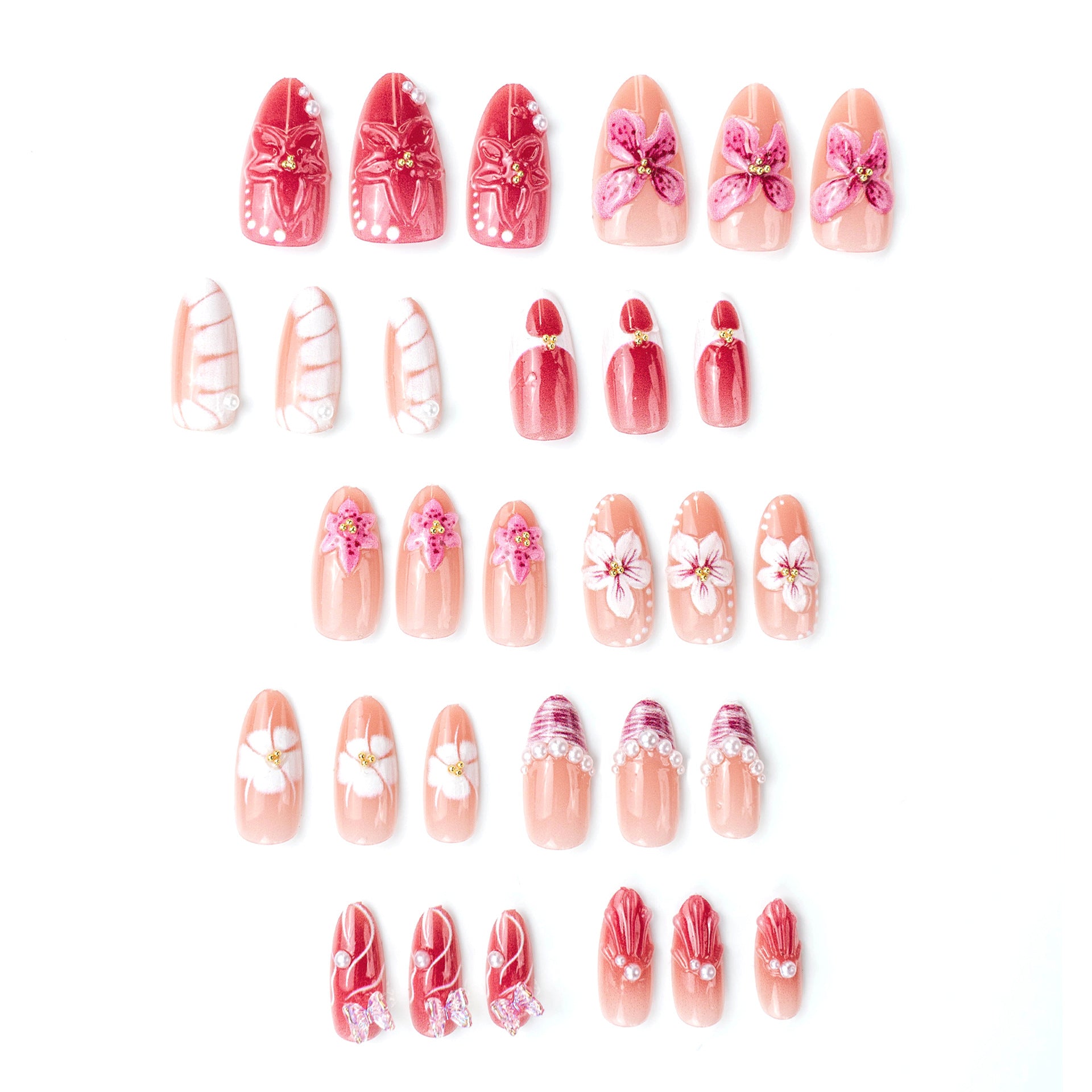 No.BH22 Flowers Fingernails Patch 24pcs/Set