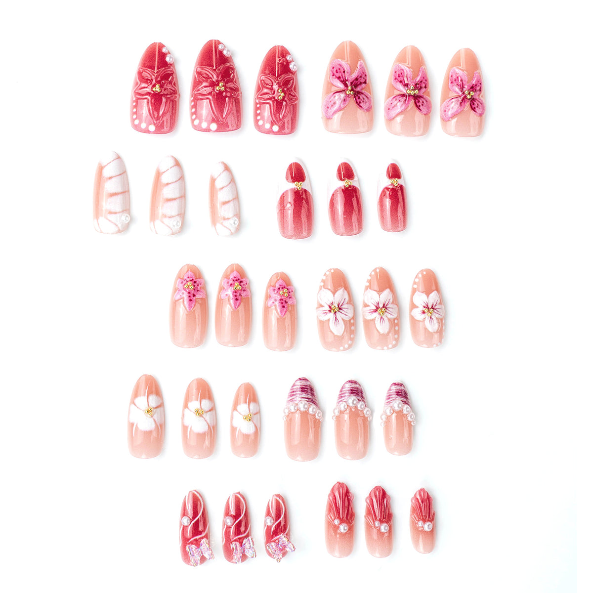 No.BH22 Flowers Fingernails Patch 24pcs/Set