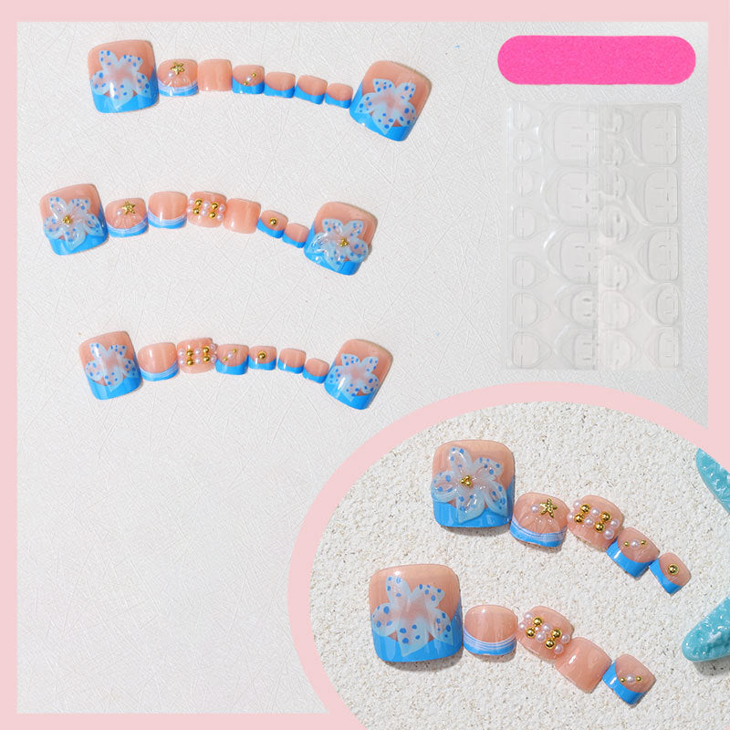 No.800 Blue Print Toenails Patch 24pcs/Set