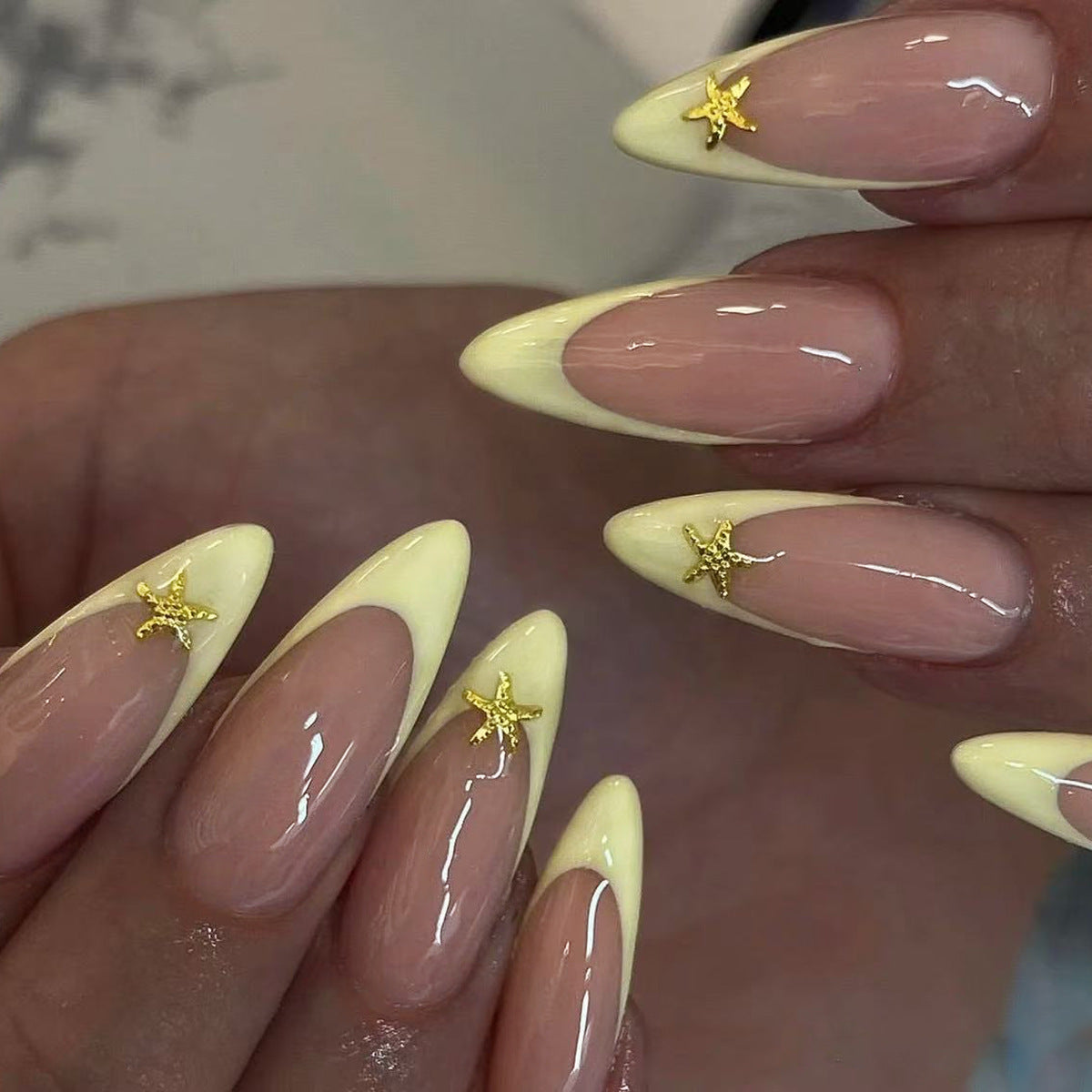 No.F443 Yellow Fingernails Patch 24pcs/Set