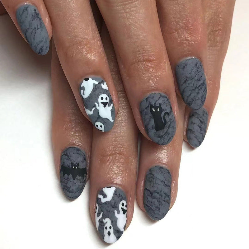 No.AW125 Halloween Dark Cat Fingernails Patch 24pcs/Set