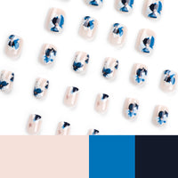 No.F564 Blue Flower Fingernails Patch 24pcs/Set