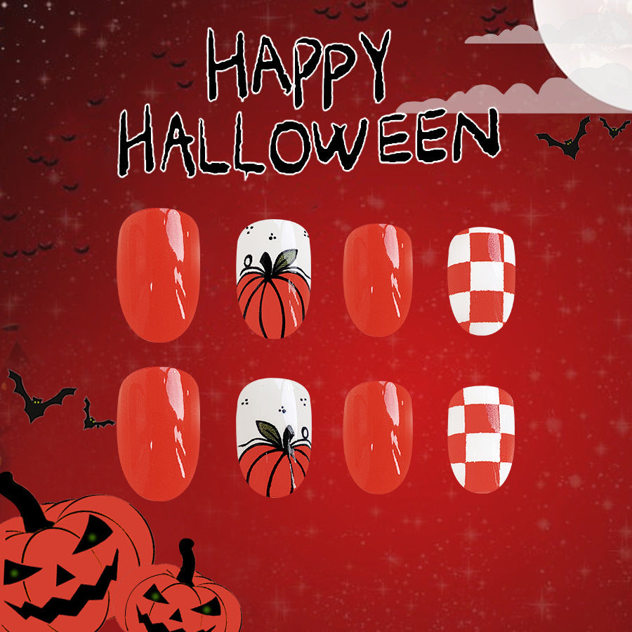 No.AW74 Halloween Orange Fingernails Patch 24pcs/Set