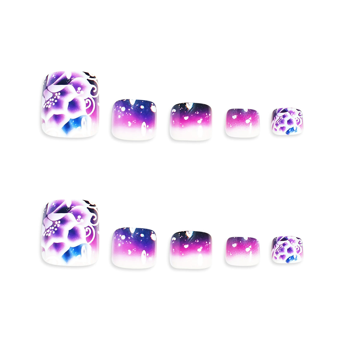 No.500 Purple Roses Toenails Patch 24pcs/Set