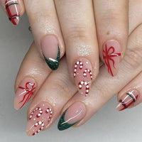 No.CM42 Christmas Ribbon Bow Fingernails Patch 24pcs/Set