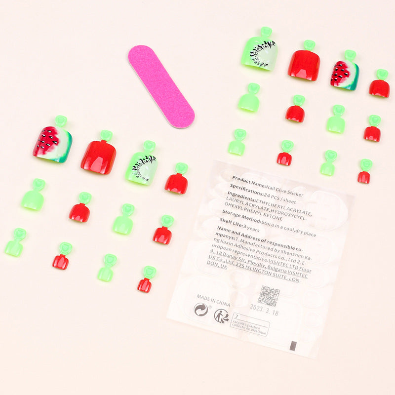 No.313 Watermelon Toenails Patch 24pcs/Set