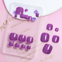 No.337 Flashing Purple Diamonds Toenails Patch 24pcs/Set