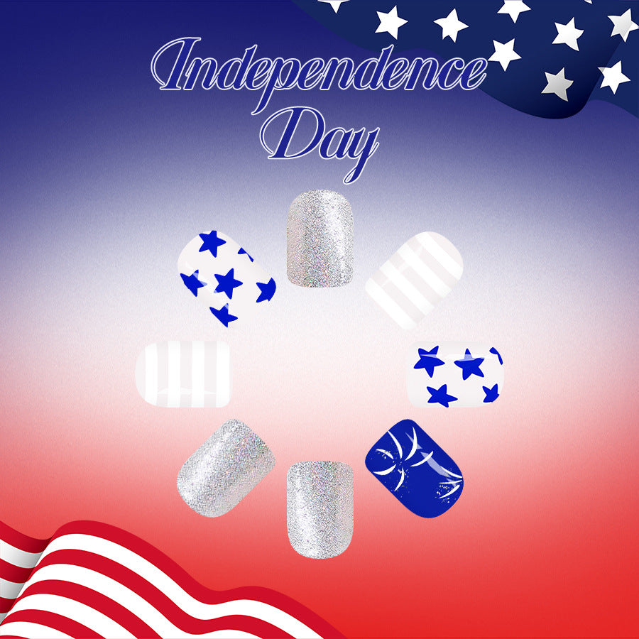 No.JNU5 Striped Glitter Fingernails Patch 24pcs/Set