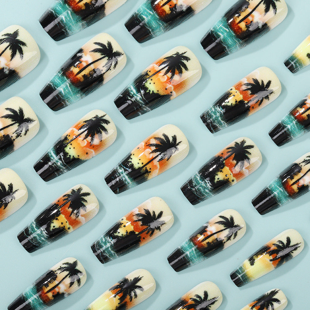 No.BH17 Coconut Trees Fingernails Patch 24pcs/Set