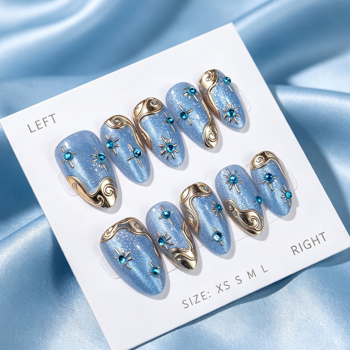 No.F821 Blue Cat's Eye Fingernails Patch 30pcs/Set