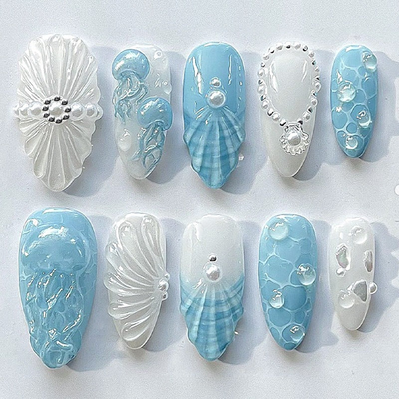 No.BH53 Blue Ocean Fingernails Patch 30pcs/Set