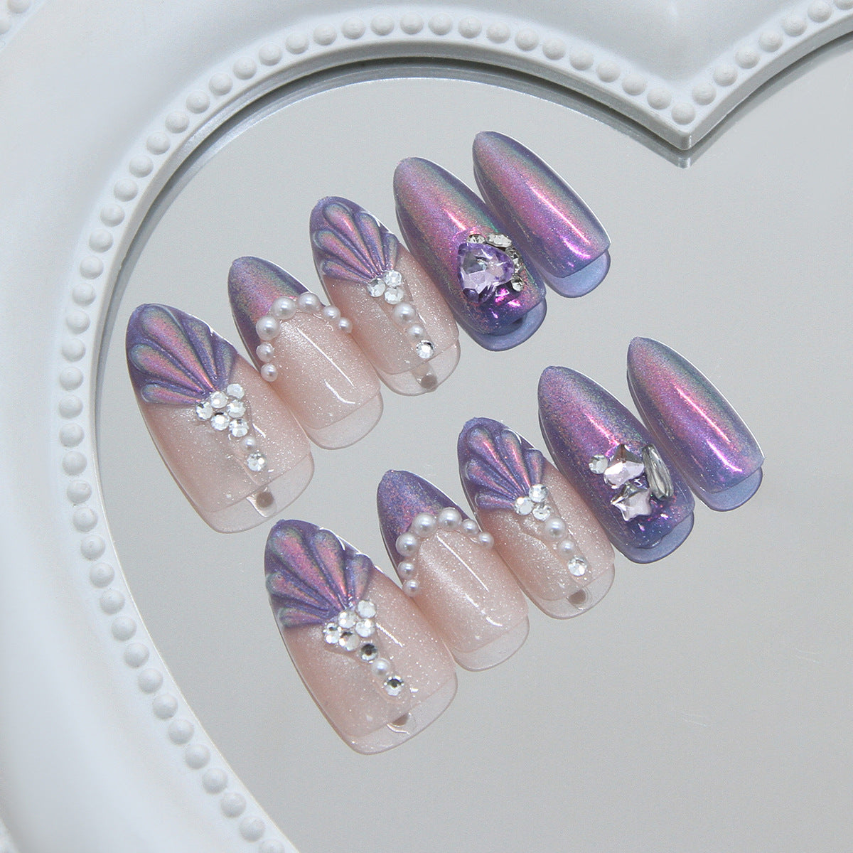 No.F627 Purple Cat's Eye Fingernails Patch 24pcs/Set