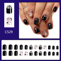 No.AW30 Halloween Ghost Spider Diamond Fingernails Patch 24pcs/Set