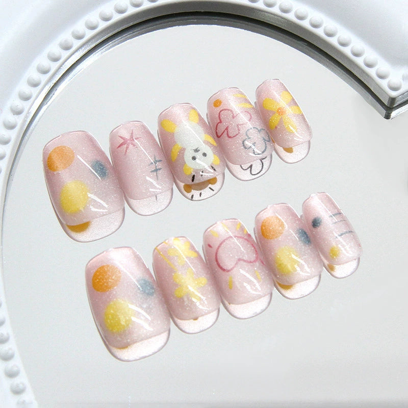 No.F313 Love Cartoon Flowers Fingernails Patch 30pcs/Set