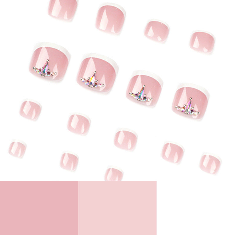 No.209 White Edge Rhinestone Toenails Patch 24pcs/Set