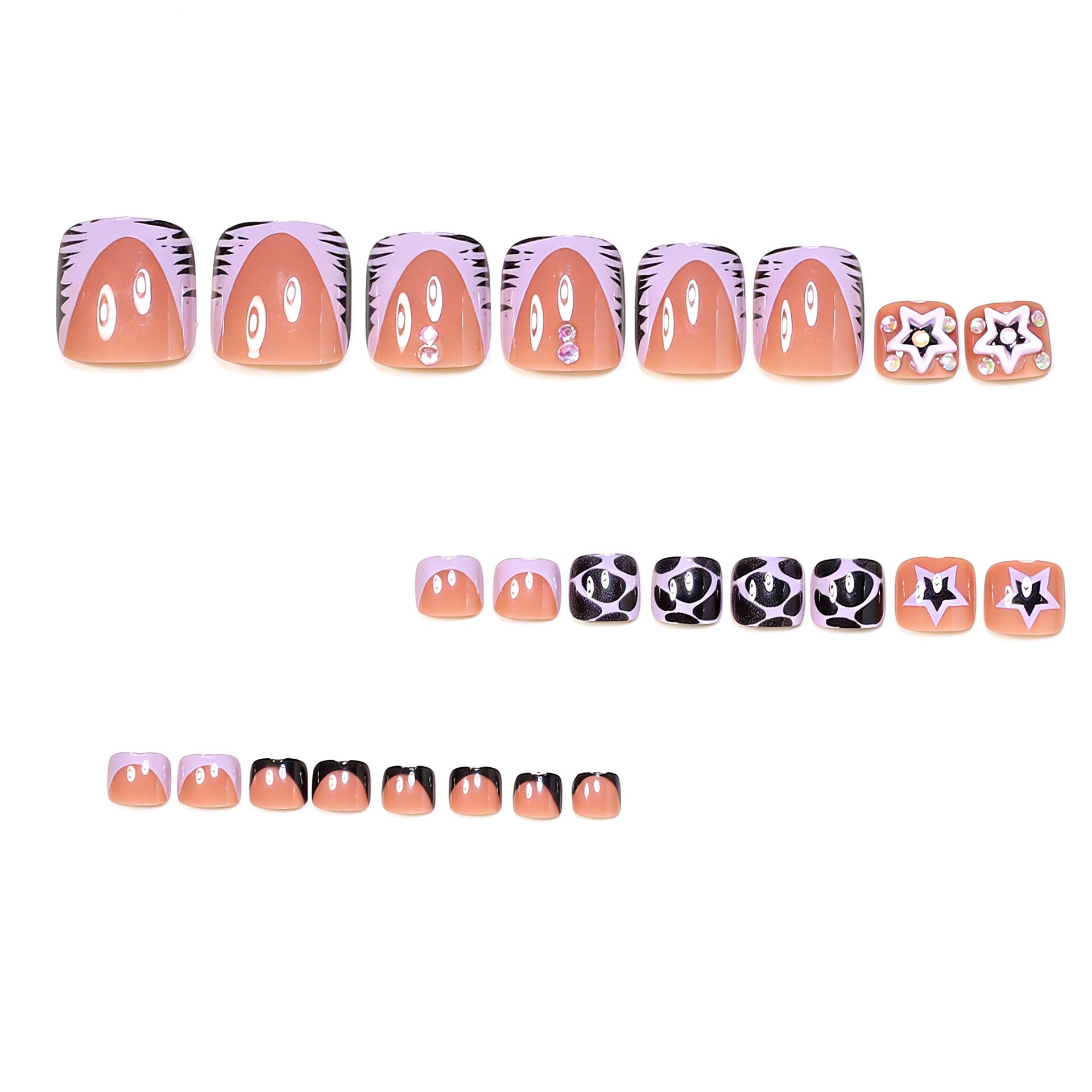 No.734 Purple Leopard Print Toenails Patch 24pcs/Set