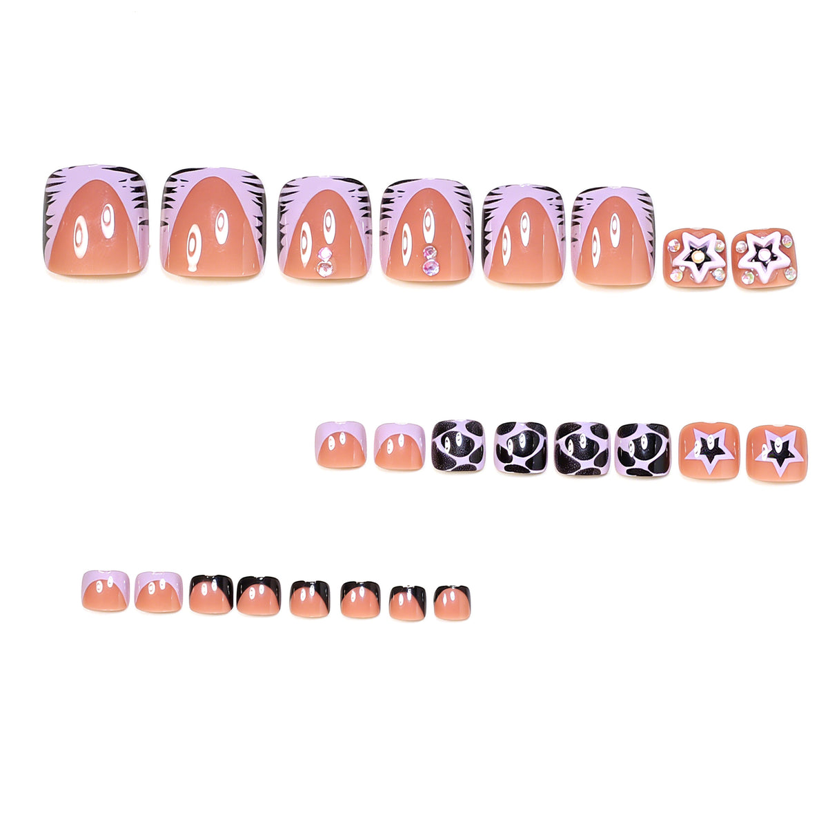 No.734 Purple Leopard Print Toenails Patch 24pcs/Set