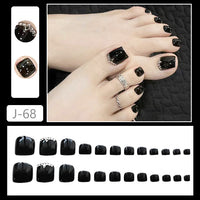 No.156 Black Glitter Diamond Stickers Toenails 24pcs/Set