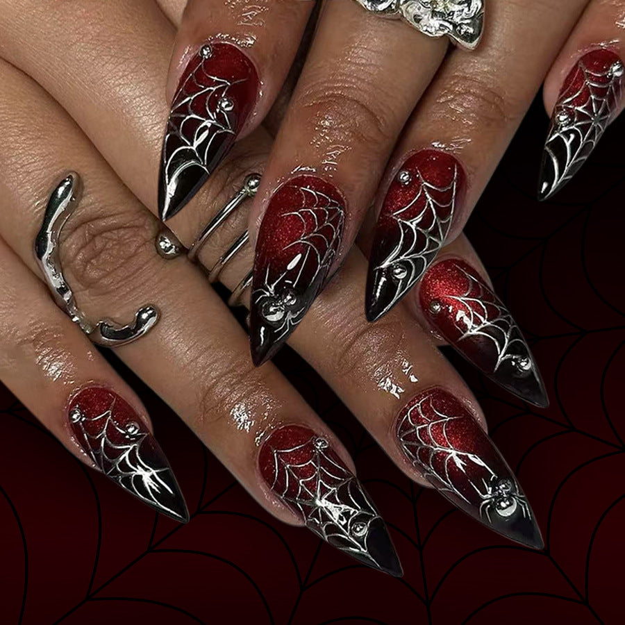 No.AW143 Halloween Dark Red Fingernails Patch 24pcs/Set