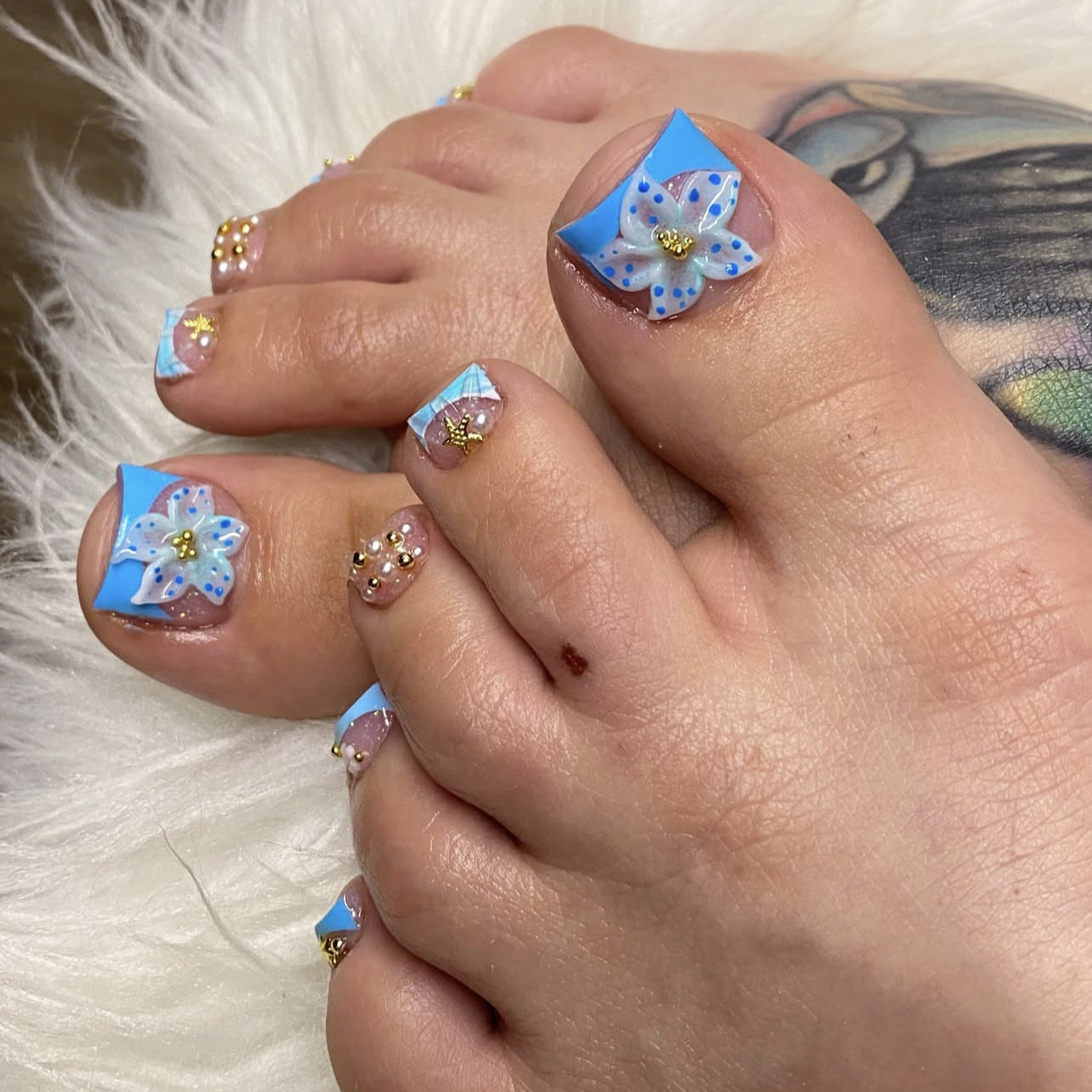 No.800 Blue Print Toenails Patch 24pcs/Set