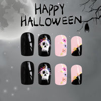 No.AW41 Halloween Skull Flowers Fingernails Patch 24pcs/Set