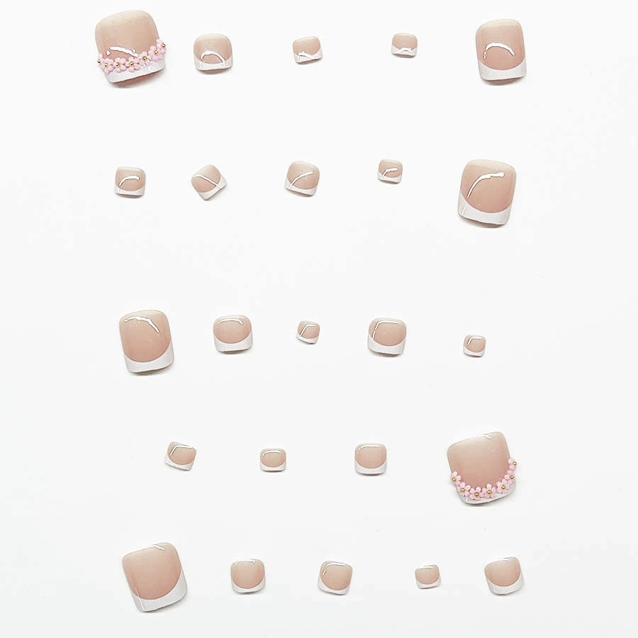 No.430 Pink Flowers Toenails Patch 24pcs/Set