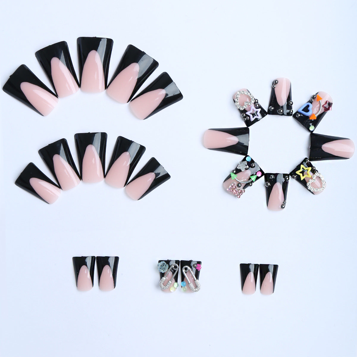 No.F654 Black Fingernails Patch 24pcs/Set