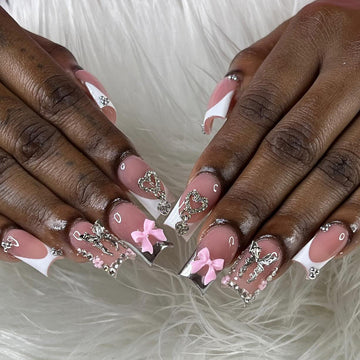 No.F503 Pink Fingernails Patch 24pcs/Set