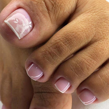 No.635 Pink Flower Toenails Patch 24pcs/Set