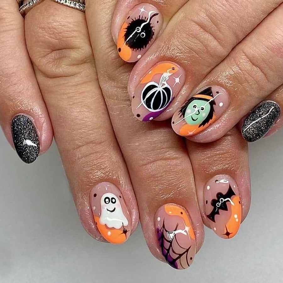 No.AW138 Halloween Ghost Pumpkin Fingernails Patch 24pcs/Set