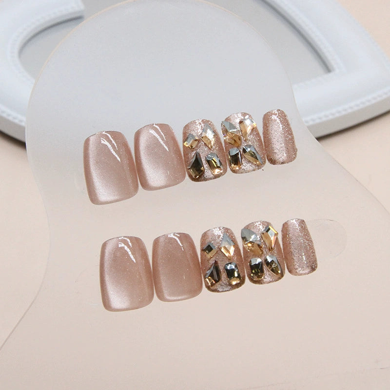 No.F326 Cat's eye Diamond Fingernails Patch 24pcs/Set