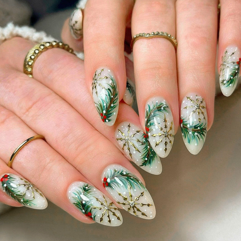 No.CM115 Christmas Green Tree Fingernails Patch 24pcs/Set