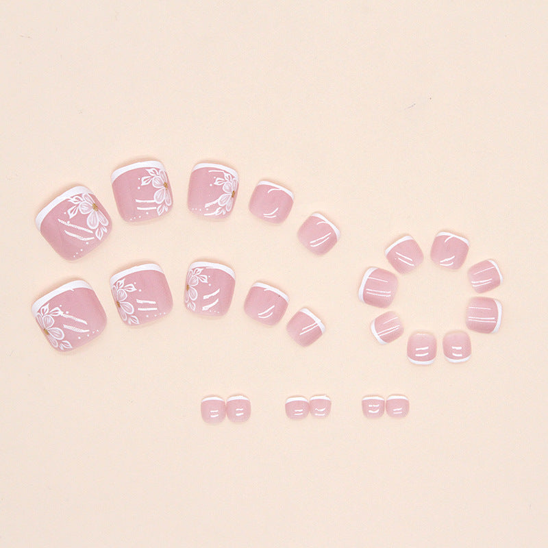 No.234 White Flowers Toenails Patch 24pcs/Set