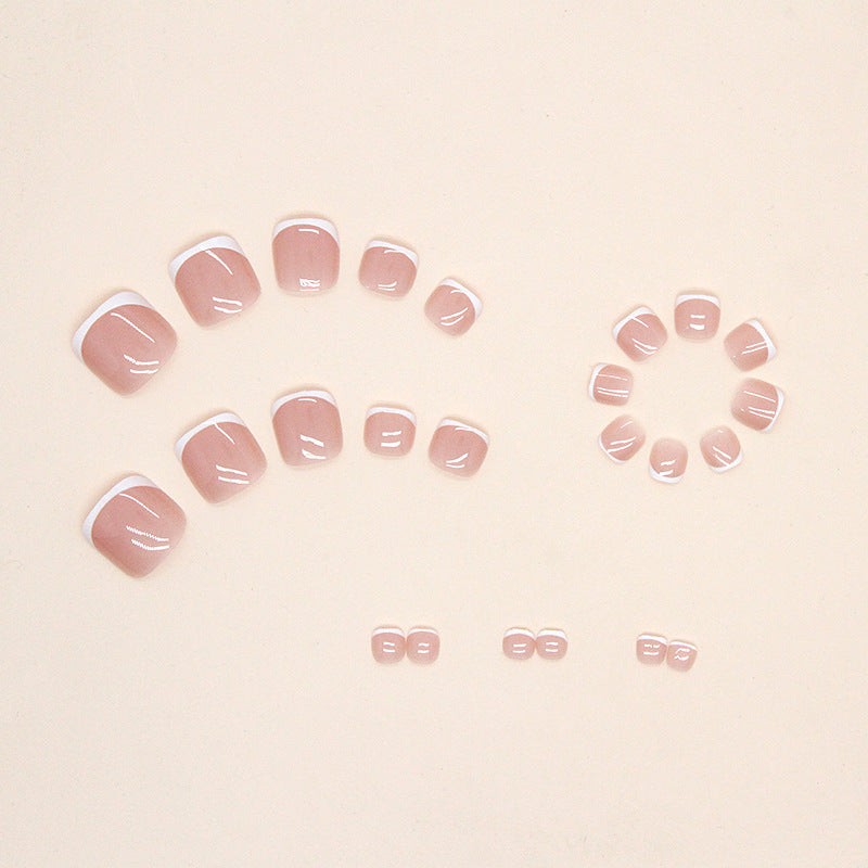 No.142 Light Pink French Wear Toenails 24pcs/Set