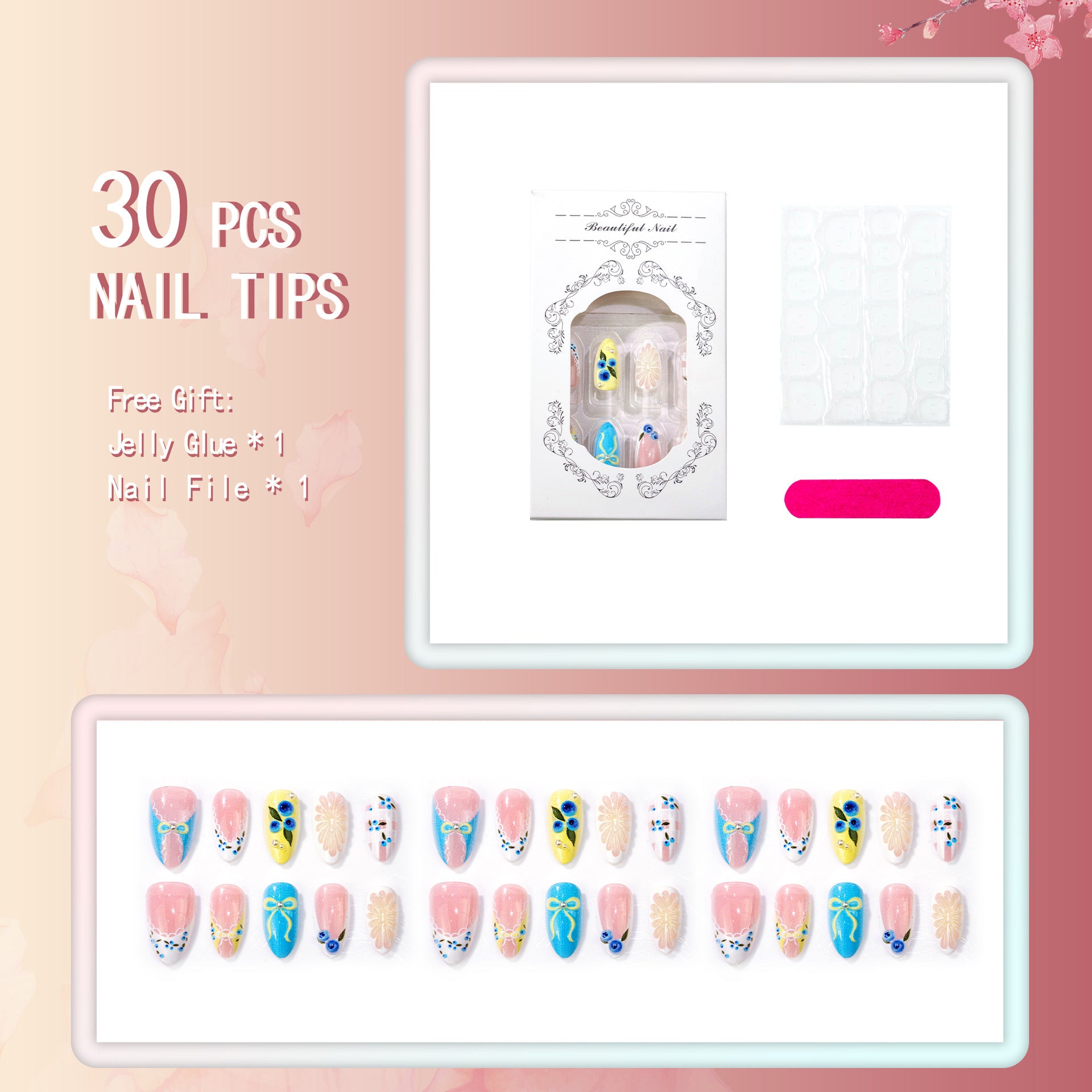 No.BH70 Sweet Fruit Fingernails Patch 30pcs/Set