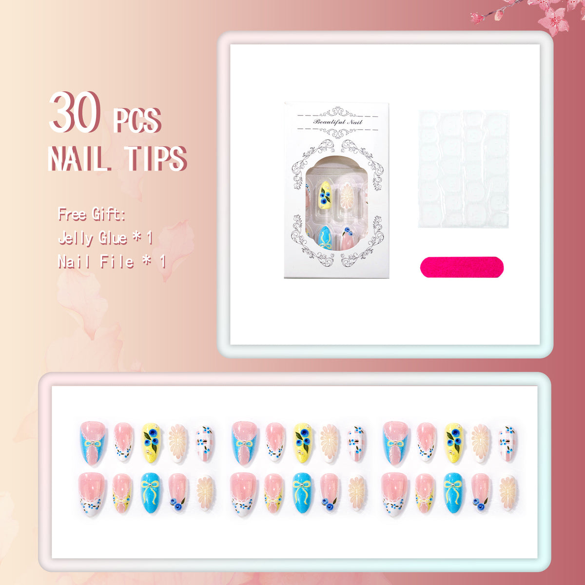 No.BH70 Sweet Fruit Fingernails Patch 30pcs/Set