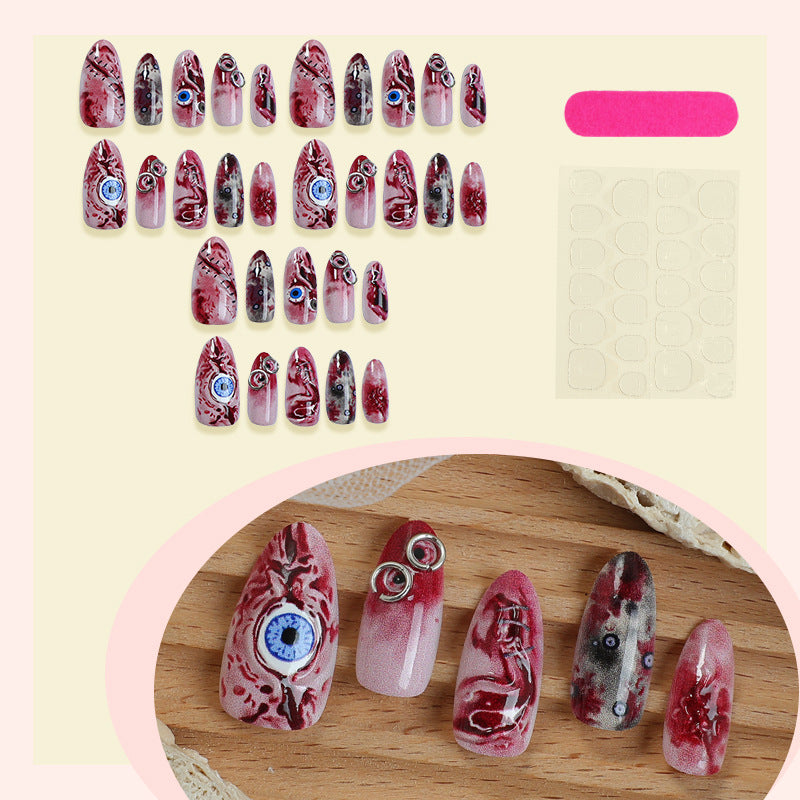 No.AW145 Halloween Bloodstains Fingernails Patch 24pcs/Set