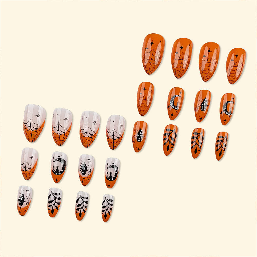 No.AW118 Halloween Orange Fingernails Patch 24pcs/Set