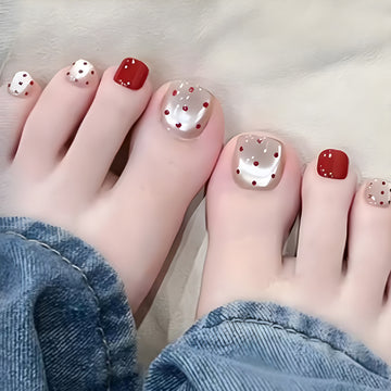No.508 Red Dot Cat's Eye Toenails Patch 24pcs/Set