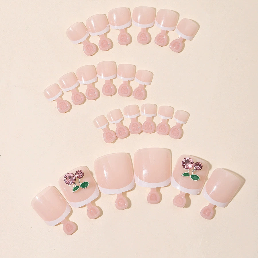 No.425 Cherry Diamond Toenails Patch 24pcs/Set