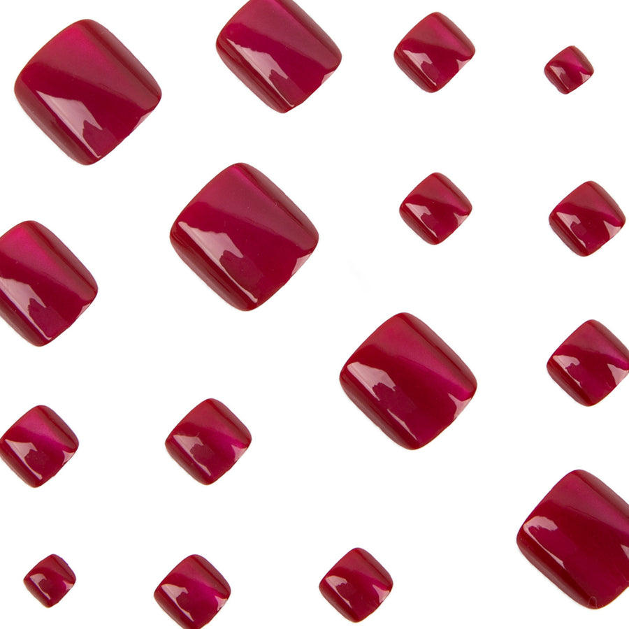 No.619 Wine Red Cat's Eye Toenails Patch 24pcs/Set